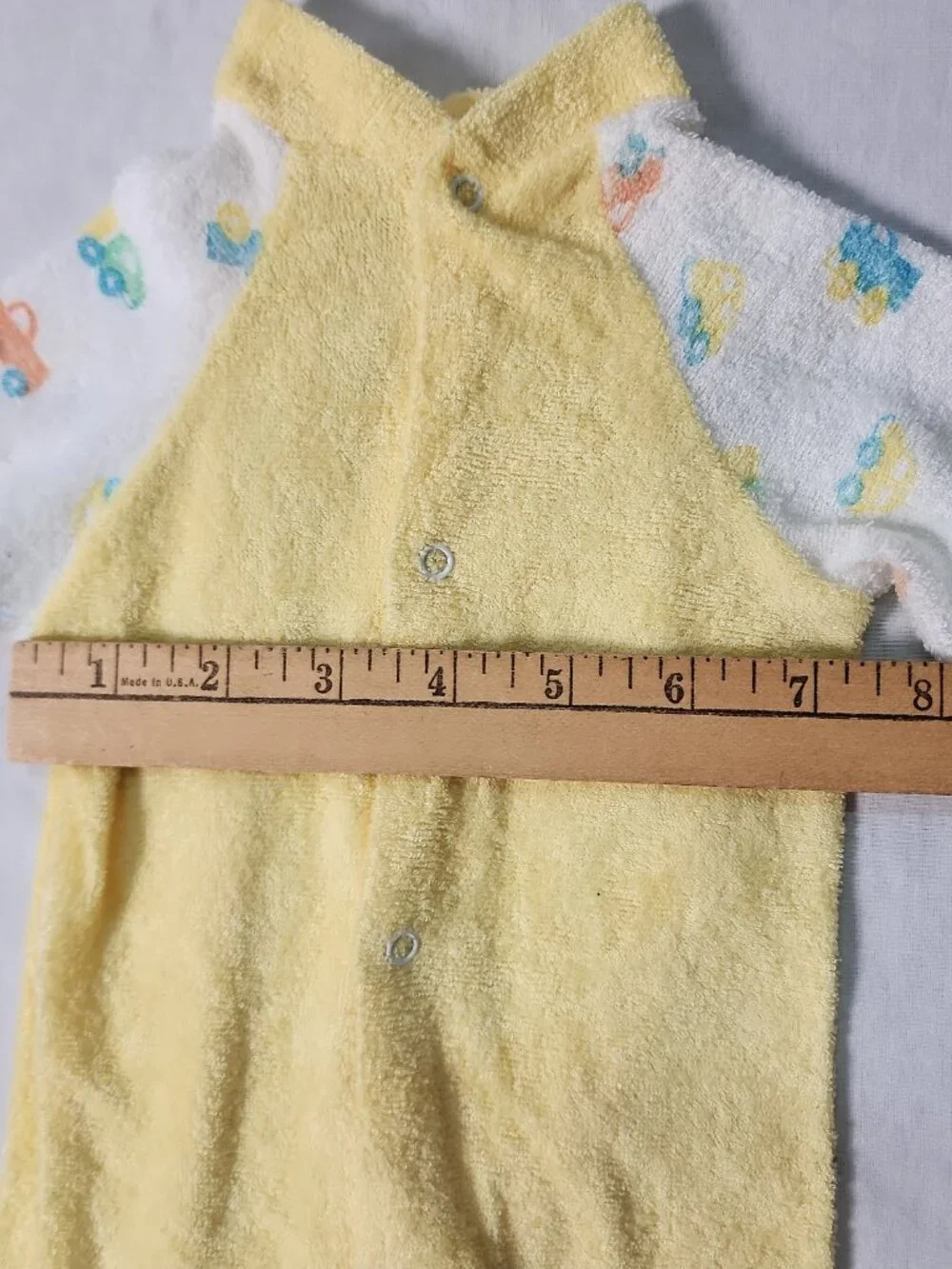 Kent Baby Yellow Footed Sleeper Terry Cloth Medium Cars Trucks VTG
